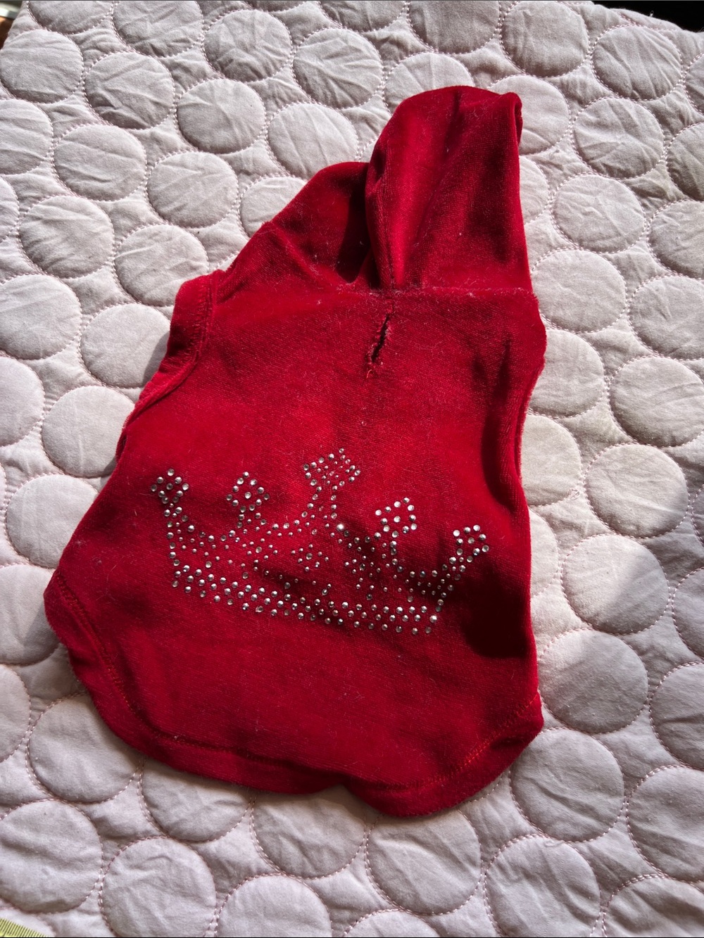 Red Rhinestone Crown Hooded Pet Sweatshirt top XS